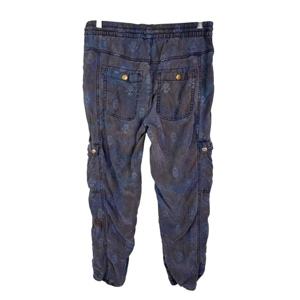 BY ANTHROPOLOGIE Women's Navy Sublte Floral Elastic Waist Joggers Small - Picture 6 of 6